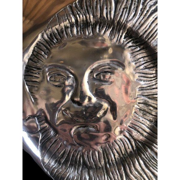 Handcrafted Pewter Sun & Moon Decorative Plate By Betty Barrena 12.75" - Picture 5 of 7